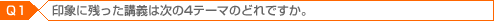 Q1.印象に残った講義は次の4テーマのどれですか。