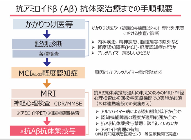 抗アミロイドβ(抗Aβ抗体薬)抗体薬治療までの手順概要