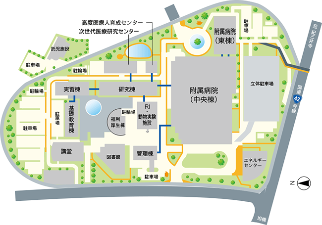 医学部及び附属病院キャンパスマップ