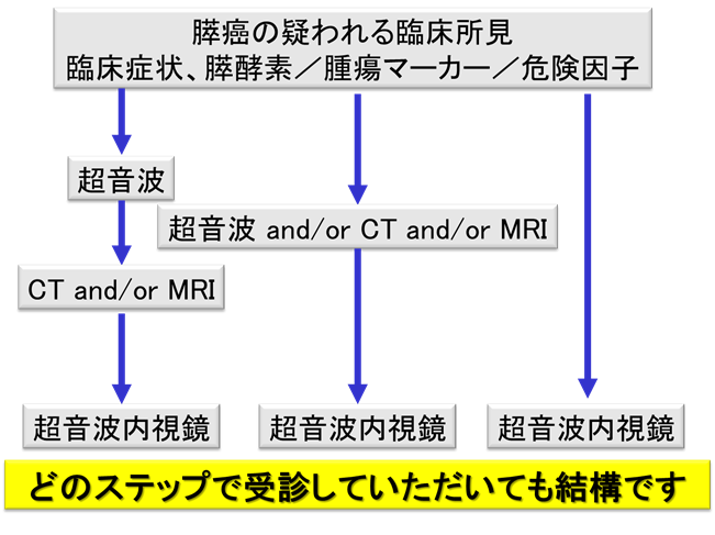 膵癌が疑われる場合の受診ステップ